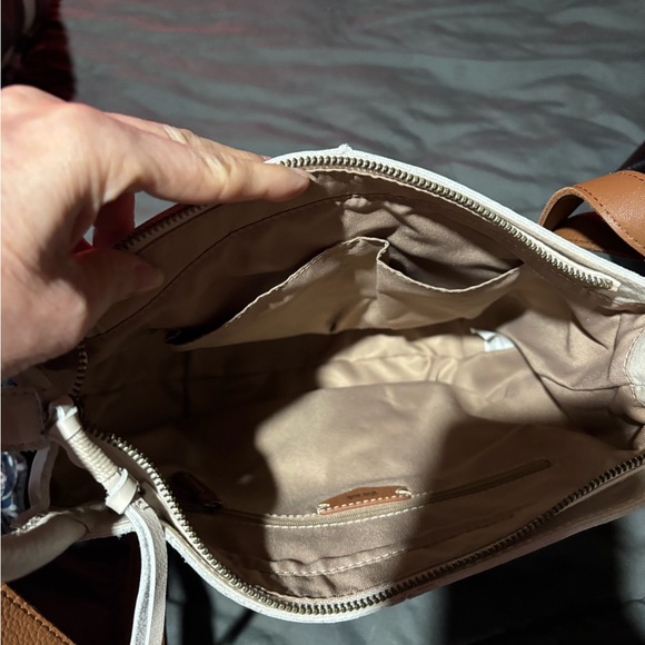 The Sak White and Brown Crossbody Bag with Leather Strap - Picture 3 of 3
